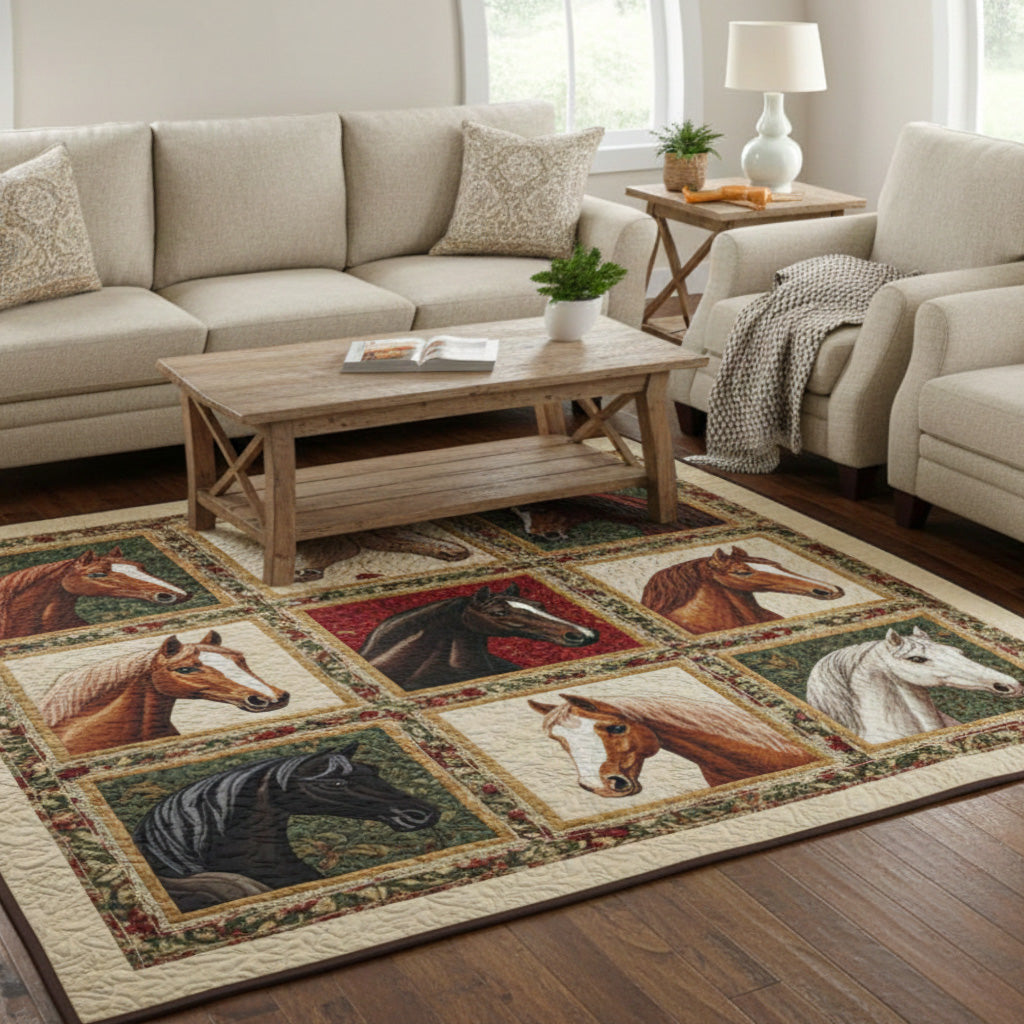 Noble Stallion Area Rug - Non-Slip Washable 3D Print Rug for Living Room & BedroomTVC2108292