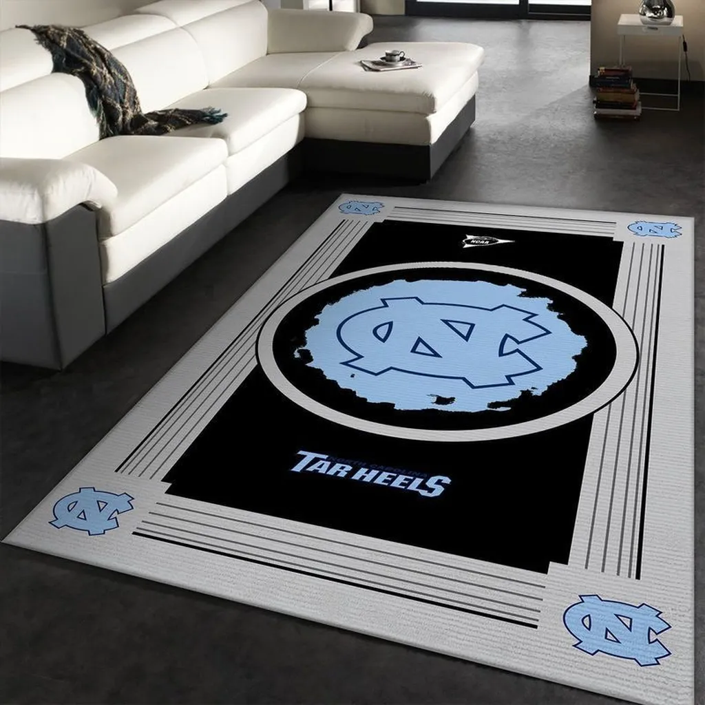 North Carolina Tar Heels Rug - Light for Living Room Black and Light Blue