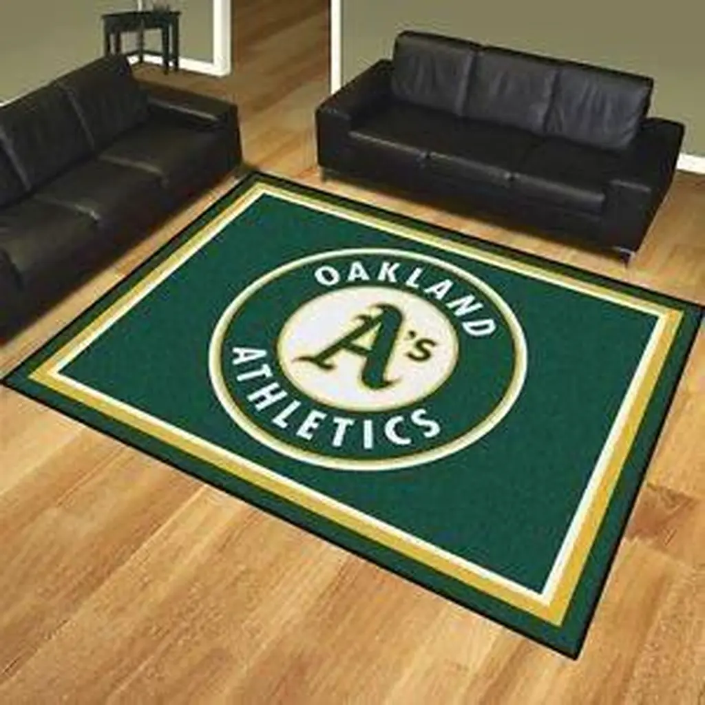 Oakland Athletics Rug - Area for Living Room Decor Green and White