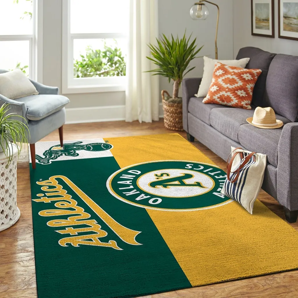 Oakland Athletics Rug - Baseball Team Logo for Living Room Green and Yellow