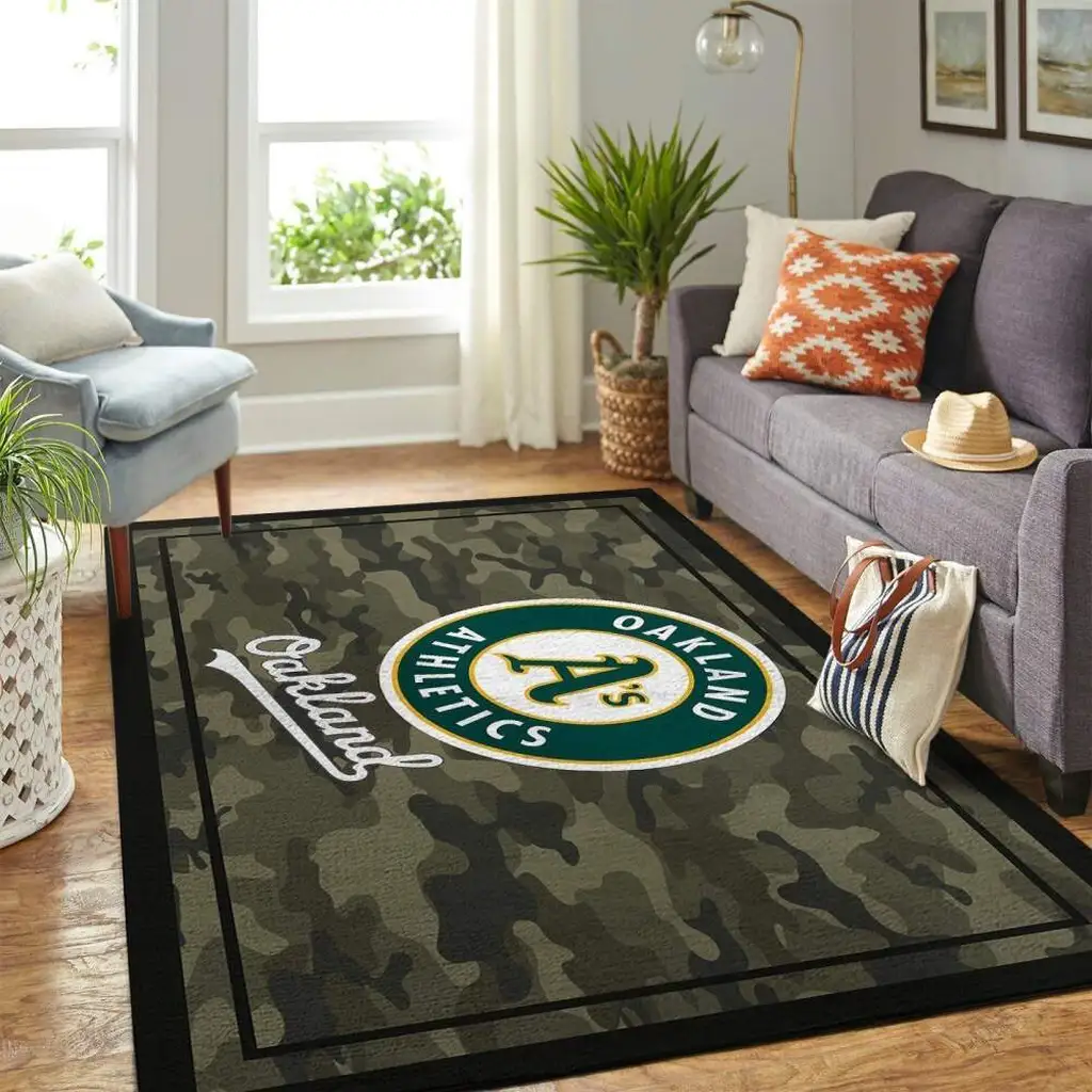 Oakland Athletics Rug - Camo Area for Home Decor Black and Green