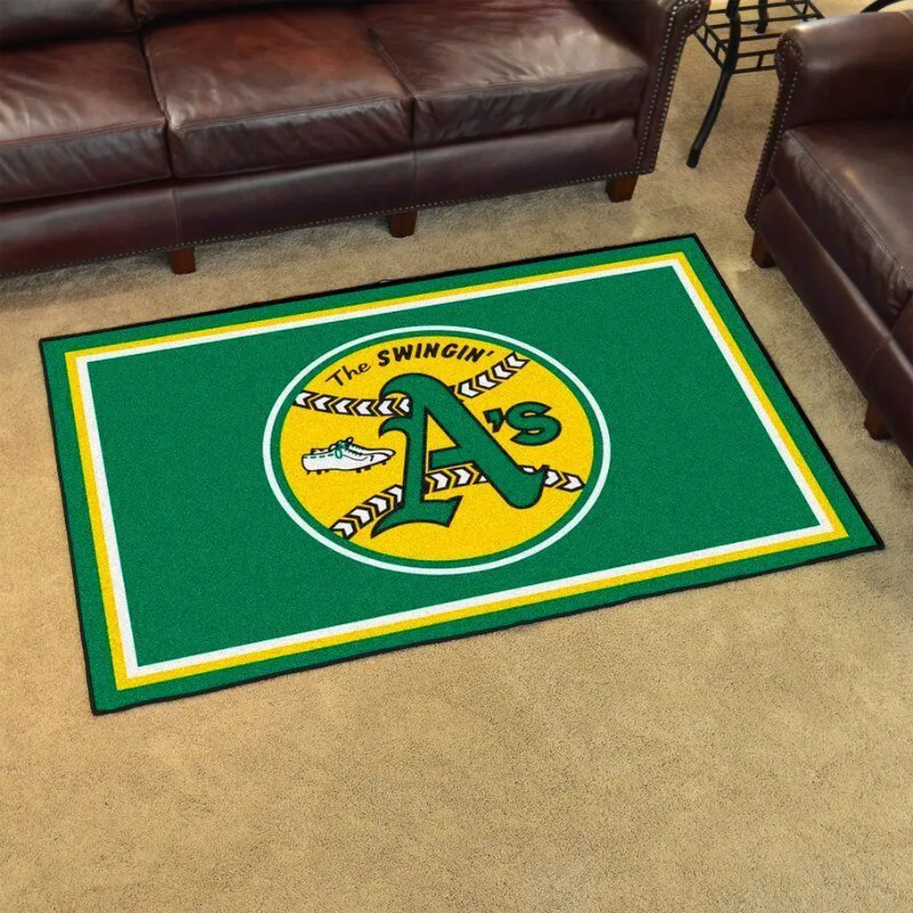 Oakland Athletics Rug - Ideal for Fans and Home Decor Green and Yellow