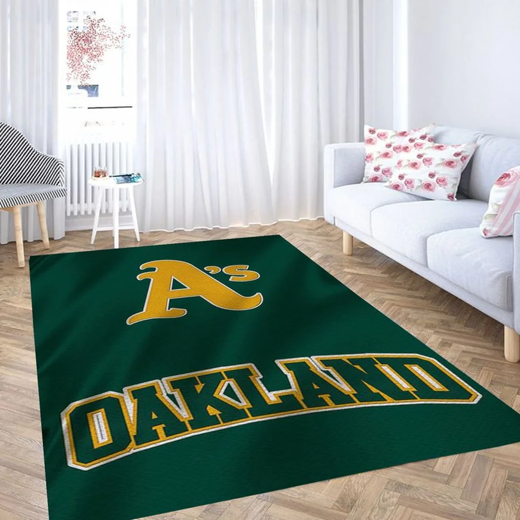 Oakland Athletics Rug - Logo Area for Home Room Decor Green and Yellow