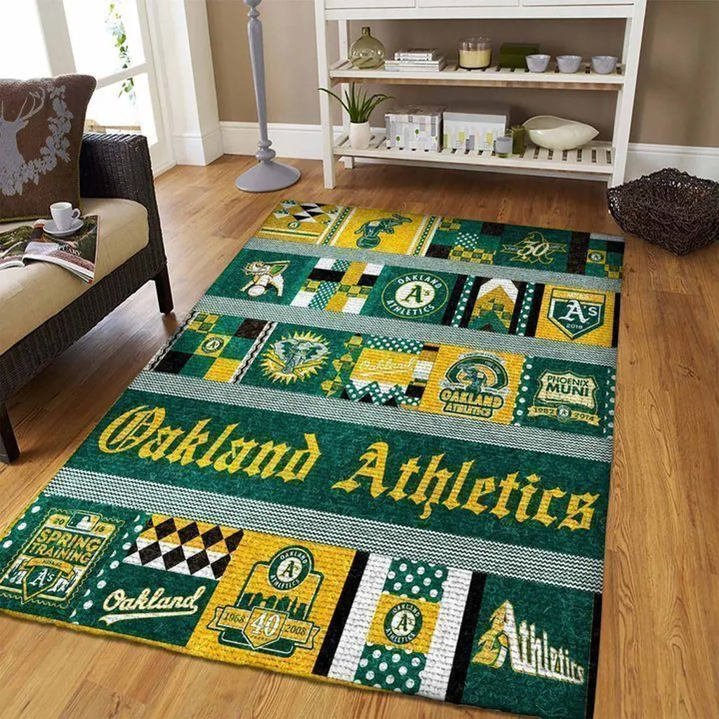 Oakland Athletics Rug - Team Spirit Area Carpet Green and Yellow