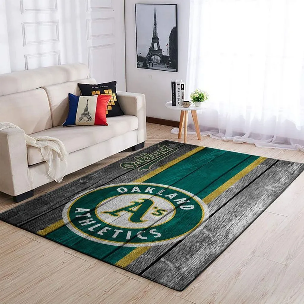Oakland Athletics Rug - Vintage Style Area for Home Decor Green and Gray