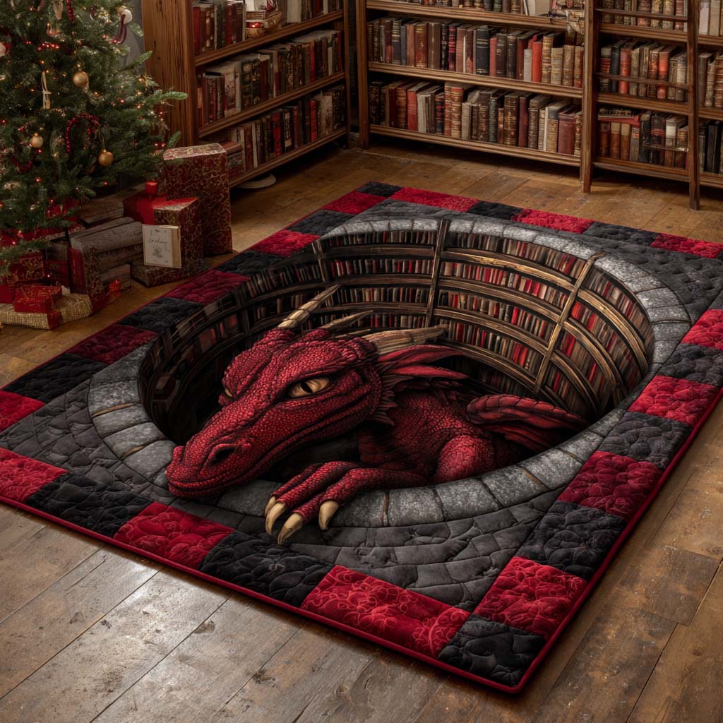 Obsidian Dragon Well Area Rug - Non-Slip Washable 3D Print Rug for Living Room & BedroomTVC2108291