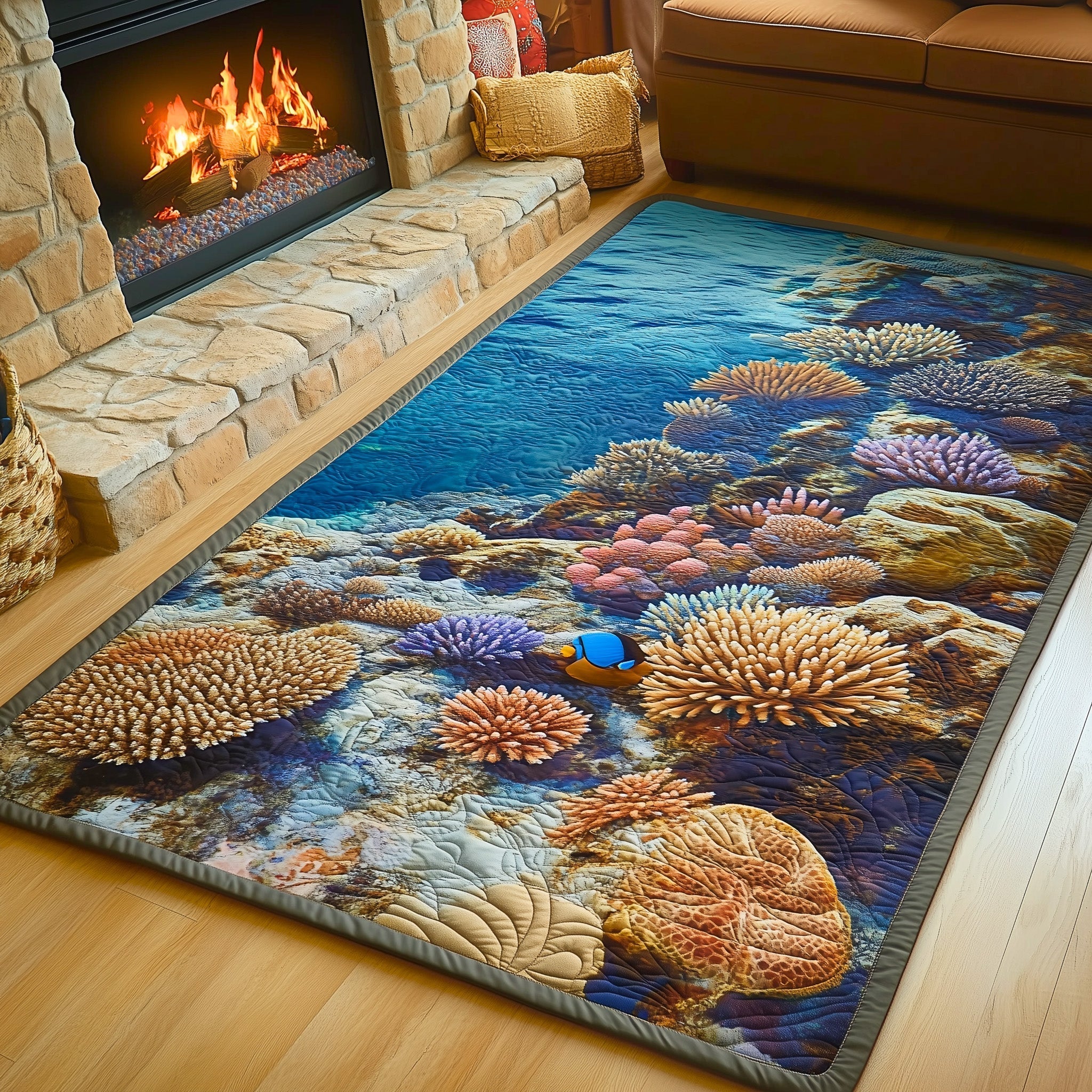 Ocean Coral Area Rug - Non-Slip Washable 3D Print Rug for Living Room & BedroomTVC2108221