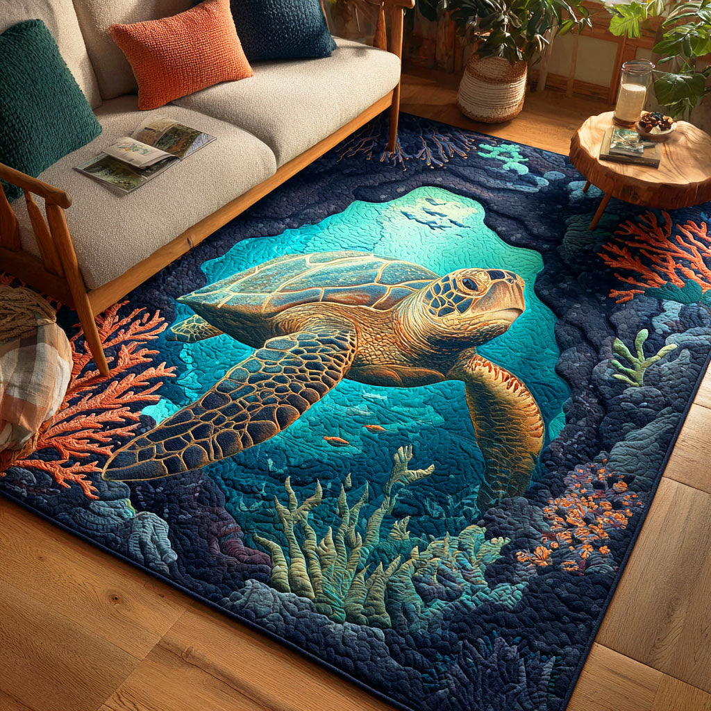 Ocean Heart Turtle Area Rug - Non-Slip Washable 3D Print Rug for Living Room & BedroomTVC2108290