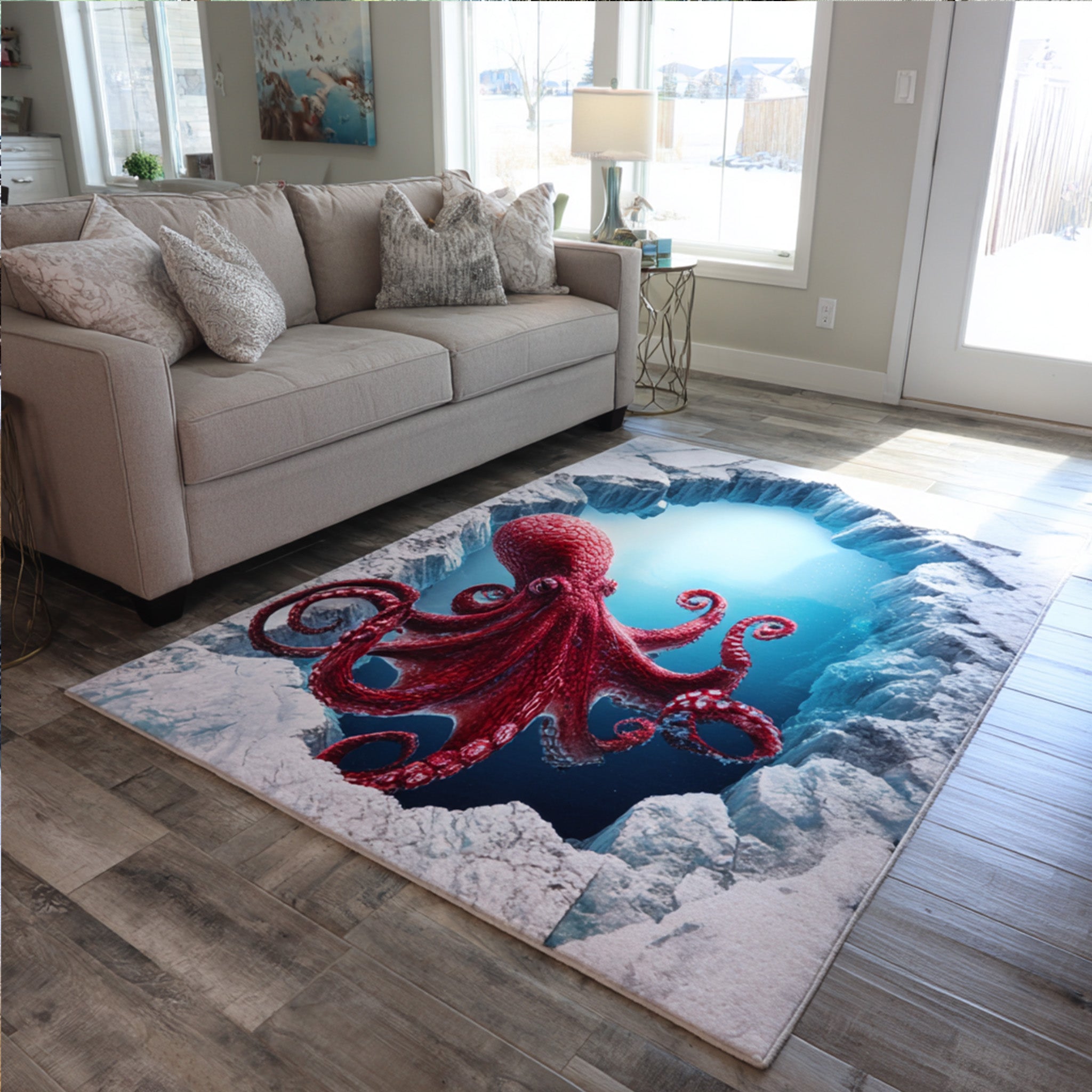 Ocean Phantom Area Rug - Non-Slip Washable 3D Print Rug for Living Room & BedroomTVC2108290