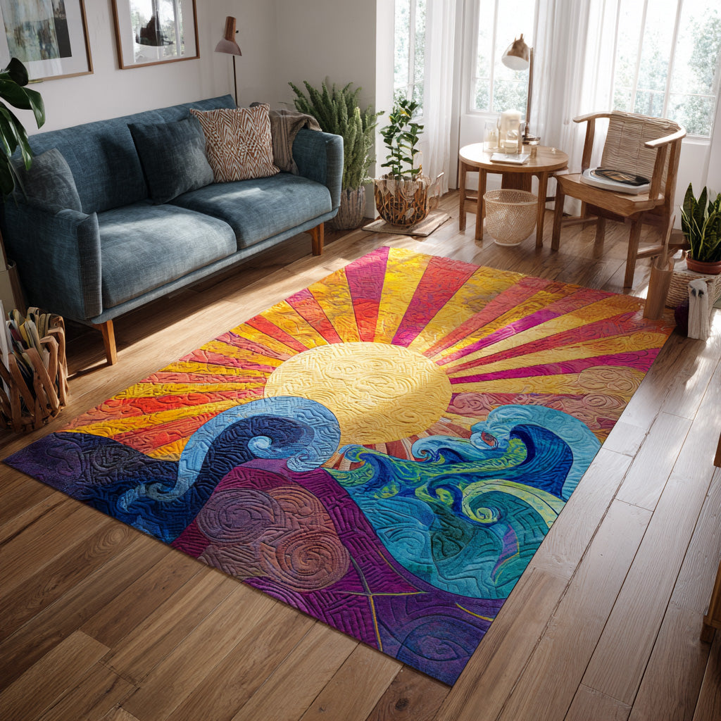 Ocean Sunrise Area Rug - Non-Slip Washable 3D Print Rug for Living Room & BedroomTVC2108290