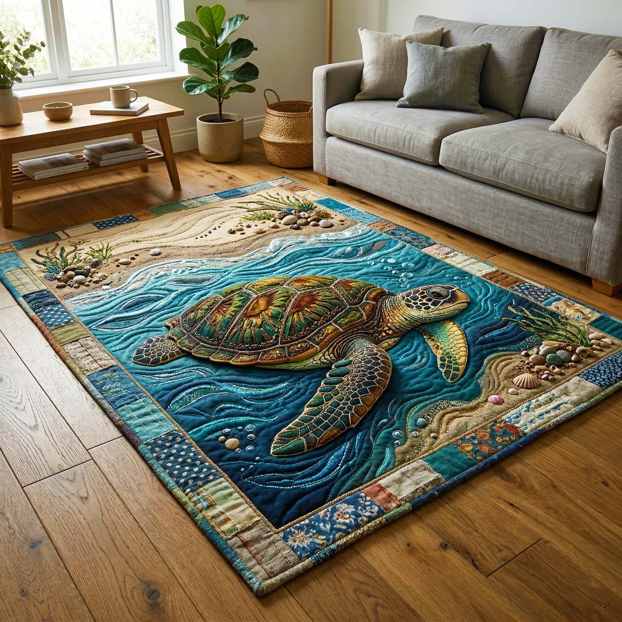 Ocean Turtle Area Rug - Non-Slip Washable 3D Print Rug for Living Room & BedroomTVC2108403