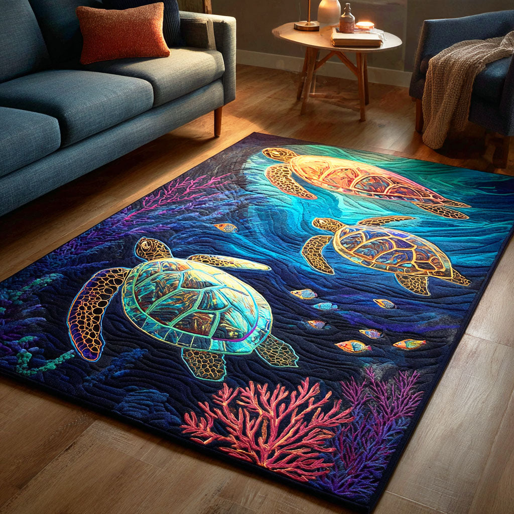 Ocean Turtle Journey Area Rug - Non-Slip Washable 3D Print Rug for Living Room & BedroomTVC2108289