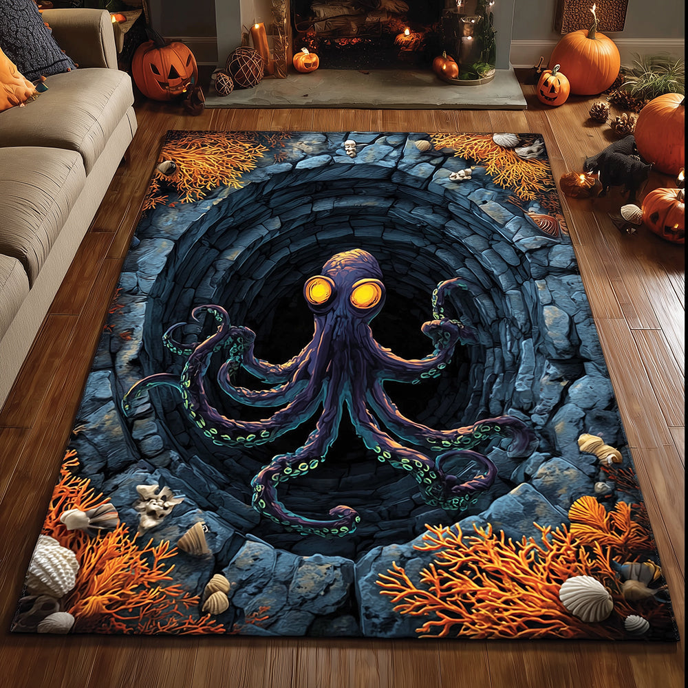 Octopus Coral Crypt Area Rug - Non-Slip Washable 3D Print Rug for Living Room & BedroomTVC2108289