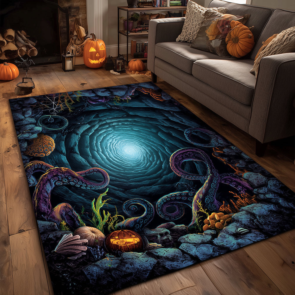 Octopus Hideout Area Rug - Non-Slip Washable 3D Print Rug for Living Room & BedroomTVC2108288