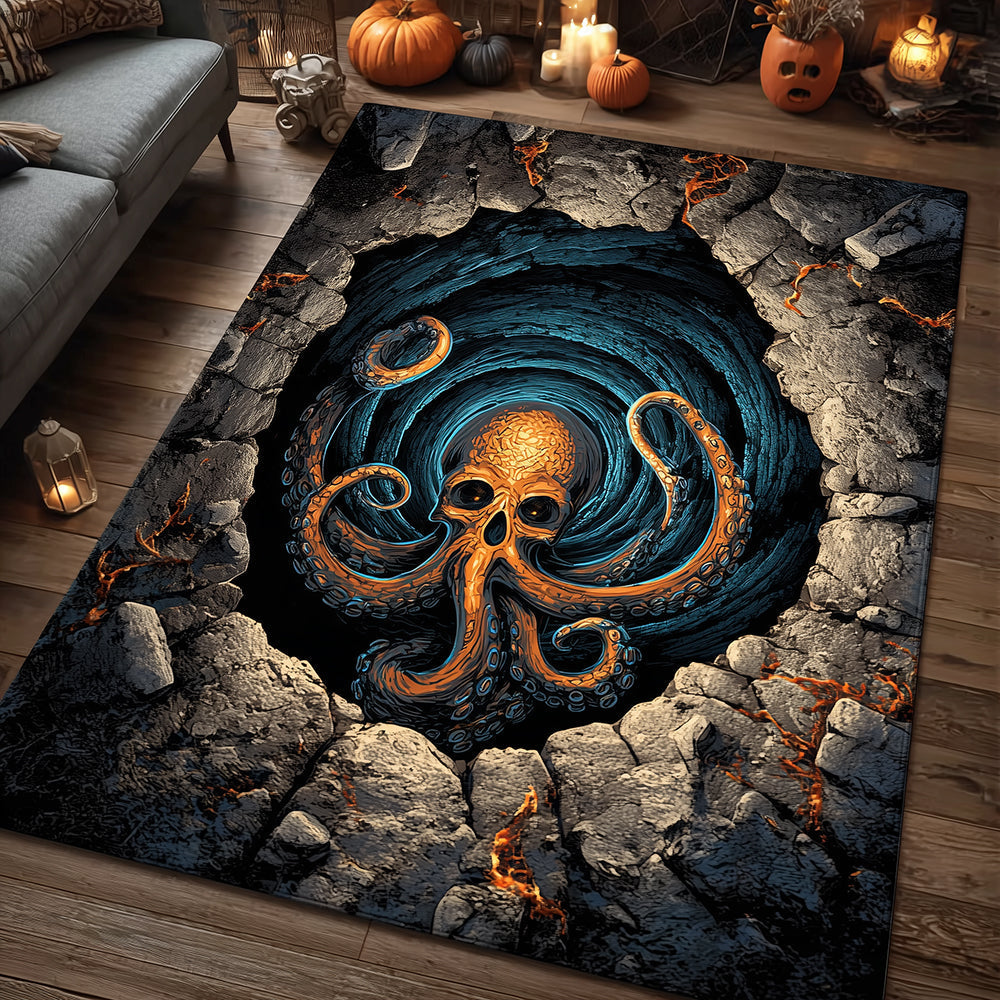 Octopus Void Spiral Area Rug - Non-Slip Washable 3D Print Rug for Living Room & BedroomTVC2108288