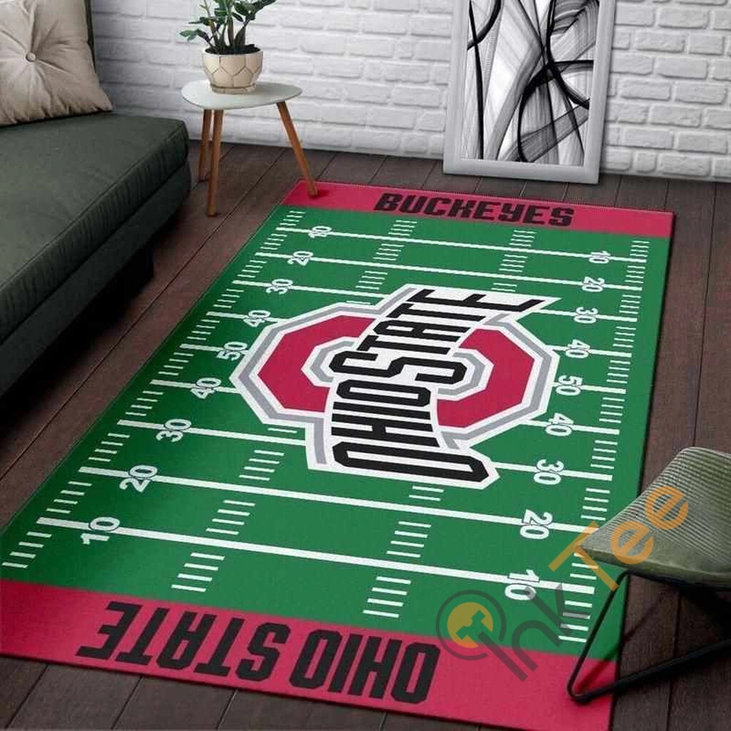 Ohio State Buckeyes Rug - Football Field Area Green and Red