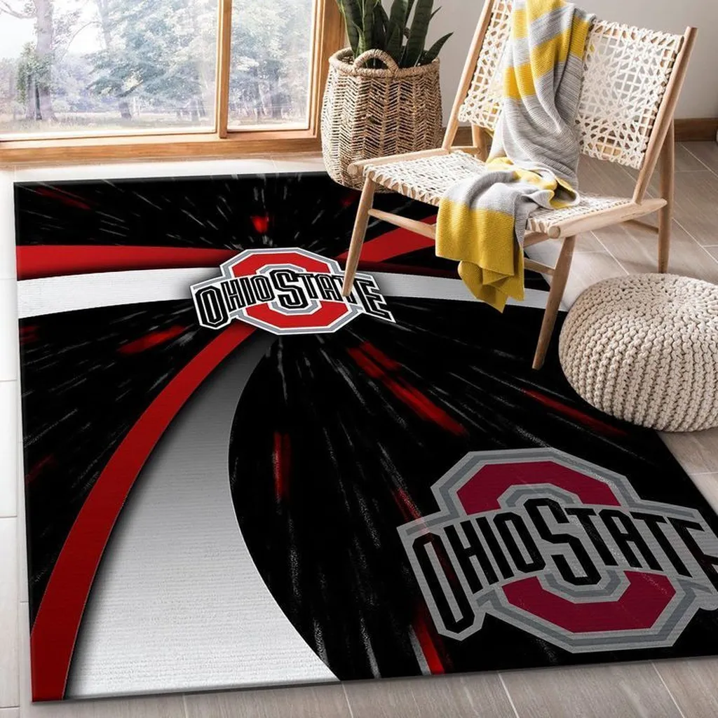 Ohio State Buckeyes Rug - Modern Design Area Carpet Black and Red
