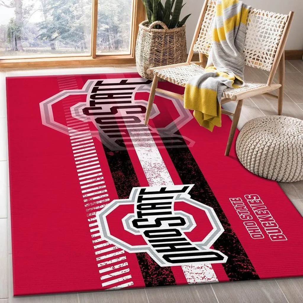 Ohio State Buckeyes Rug - Team Logo Area for Home Decor Black and Red