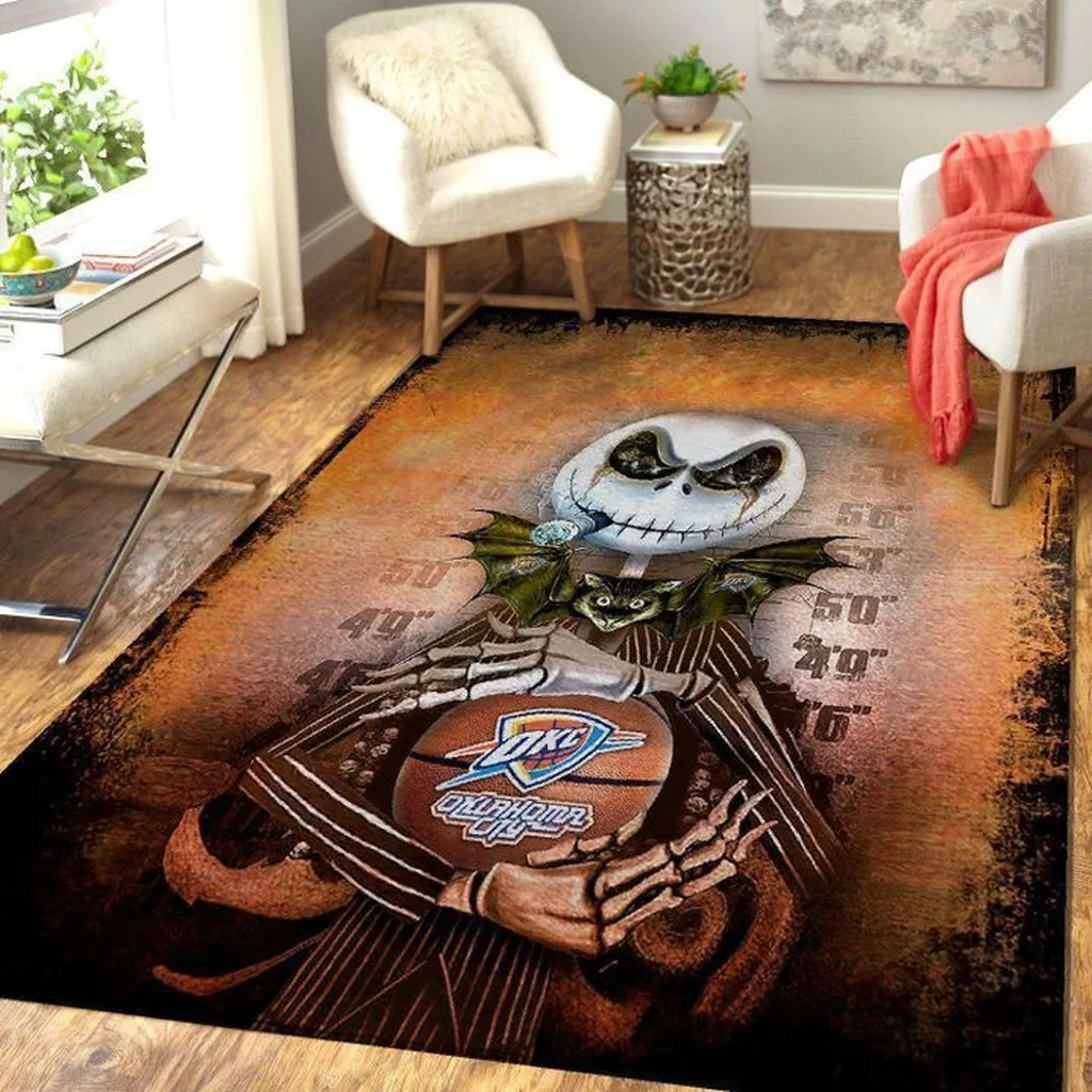 Oklahoma City Basketball Area Rug for Home Decor Black and Green
