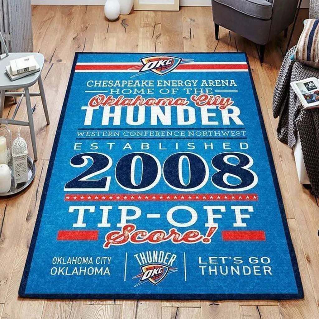 Oklahoma City Thunder Rug - Area for Fan Spaces Black and Red