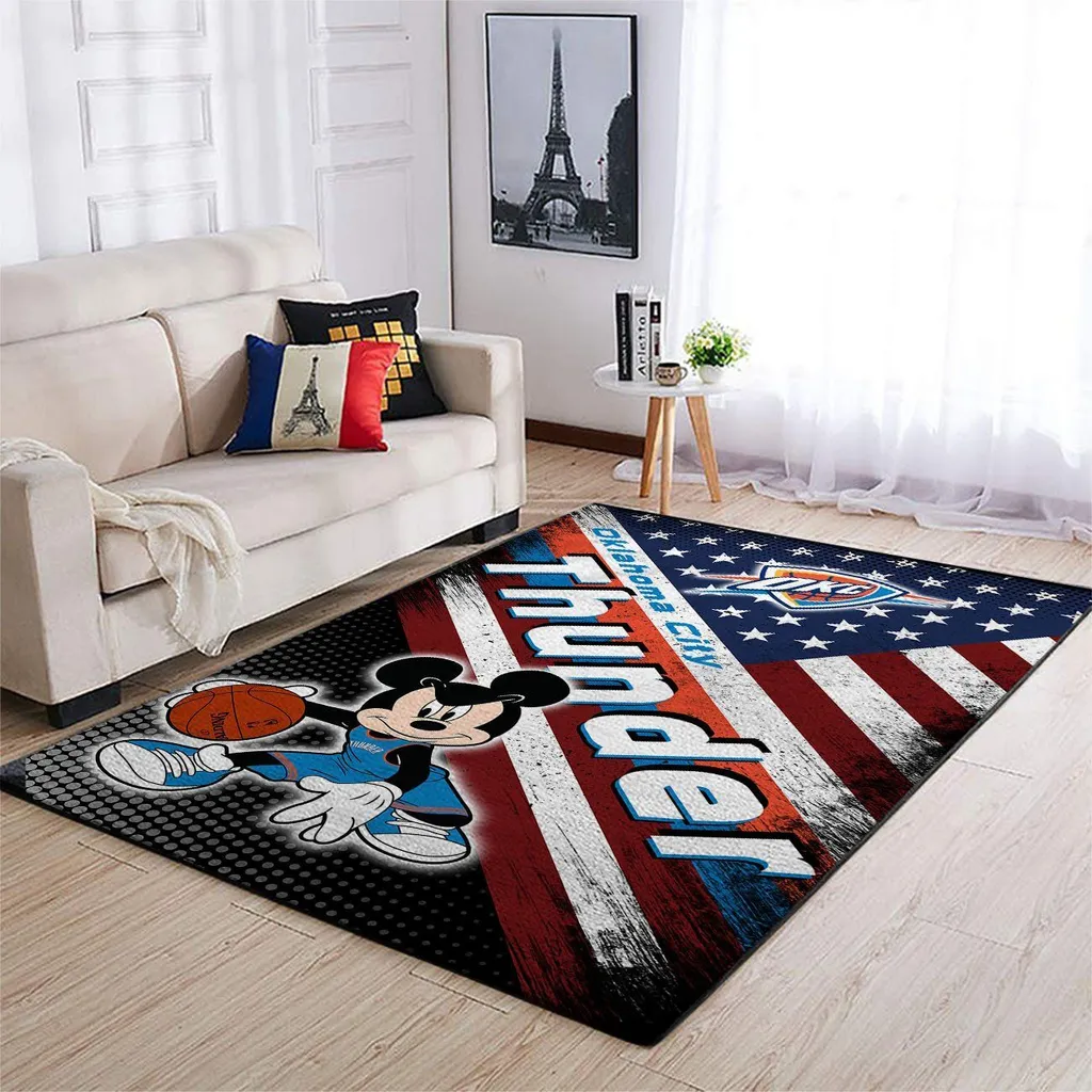 Oklahoma City Thunder Rug - Basketball Floor Mat Carpet Black and Red