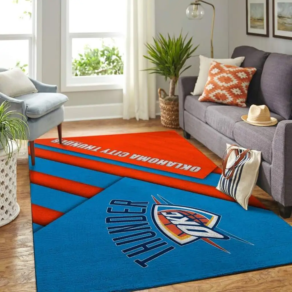 Oklahoma City Thunder Rug - for Living Room Decor Red and White