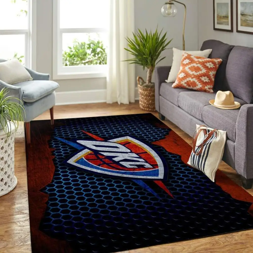 Oklahoma City Thunder Rug - NBA Basketball Area Design Black and Red