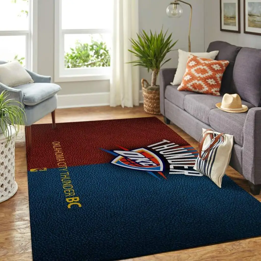 Oklahoma City Thunder Rug - NBA Floor Carpet Area Black and Red