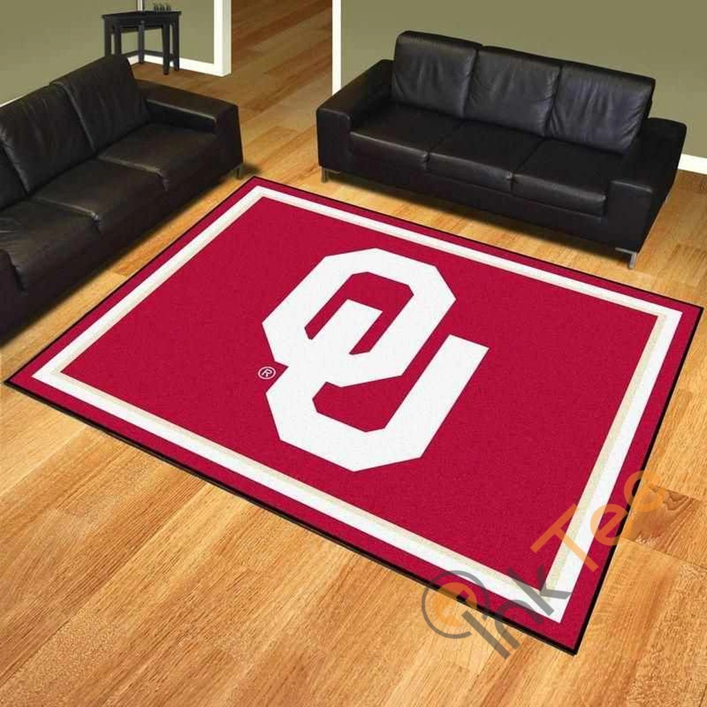 Oklahoma Logo Rug Perfect for Living Room Game Room Red and White