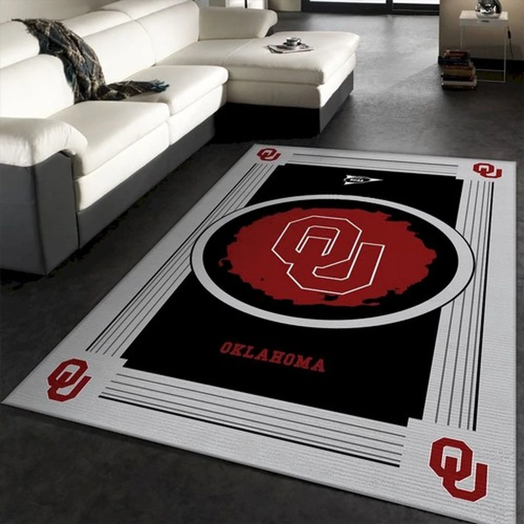 Oklahoma Sooners Rug - Area Perfect for Game Room Black and Red