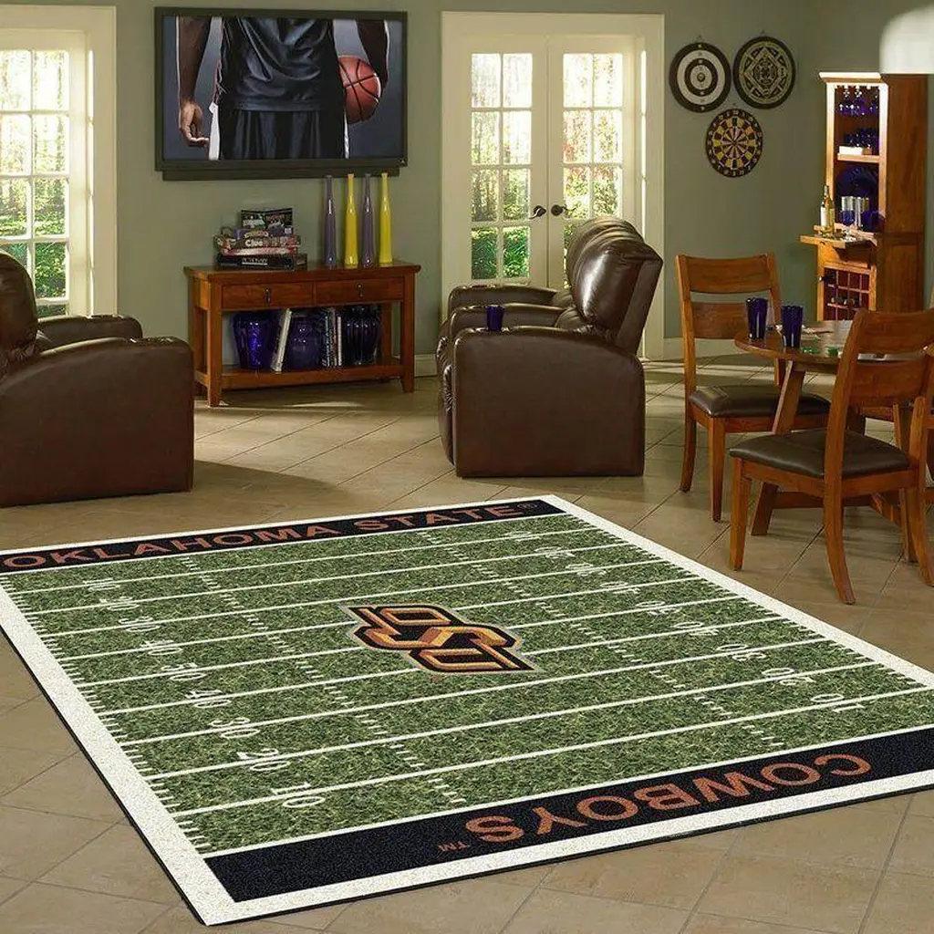 Oklahoma State Cowboys Rug - Football Field Area Black and Green