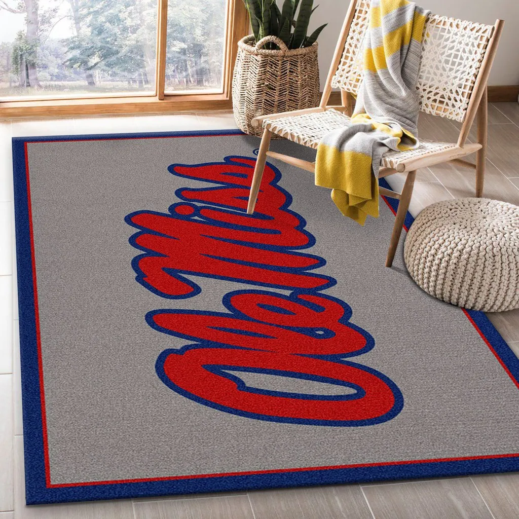 Ole Miss Rug - Area for Living Room and Bedroom Decor Red and Gray
