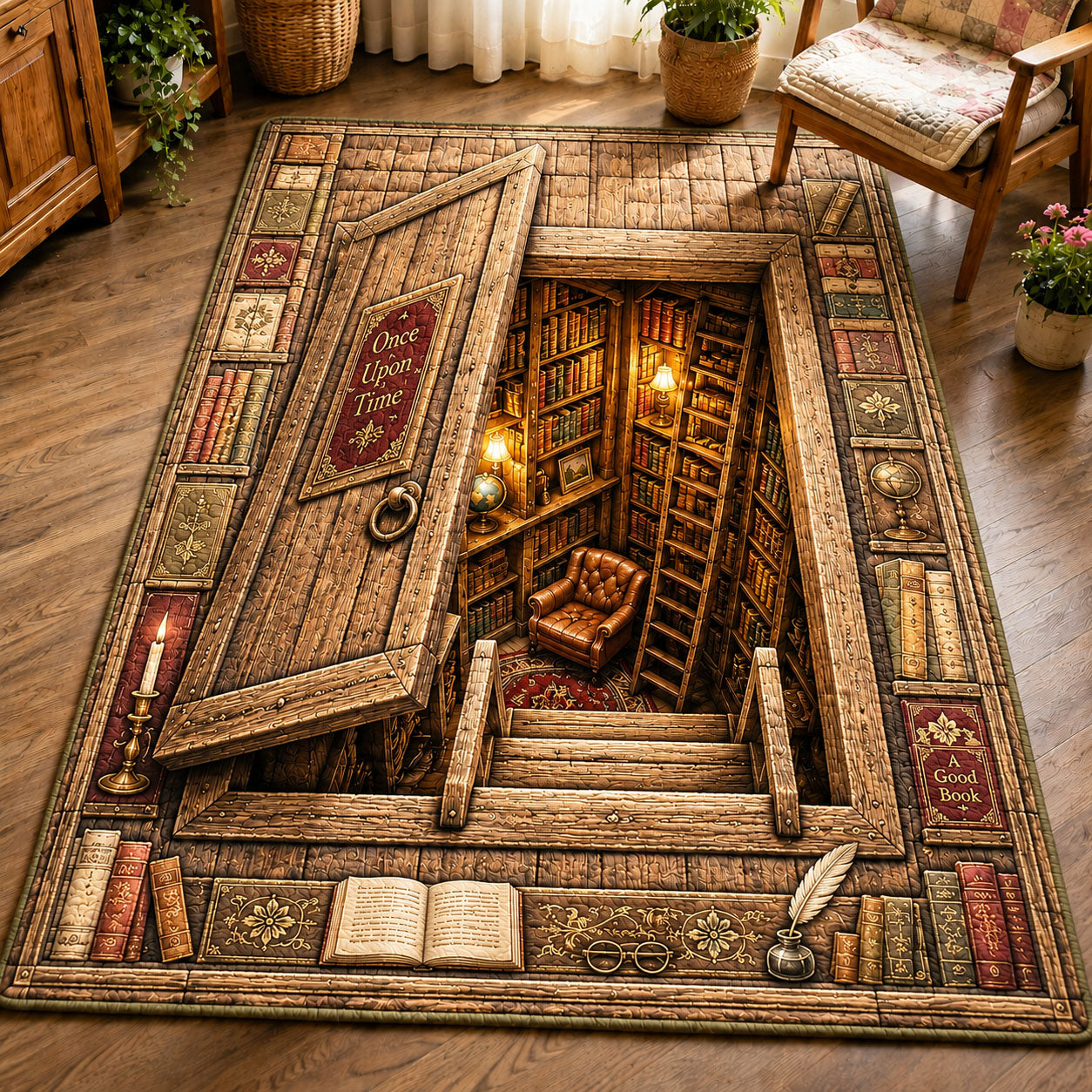 Once Upon a Time Secret Library Area Rug - Non-Slip Washable 3D Print Rug for Living Room & BedroomTVC2108403