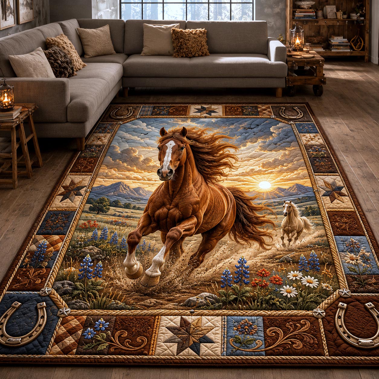 Open Range Area Rug - Non-Slip Washable 3D Print Rug for Living Room & Bedroom (DesignTVC2108403