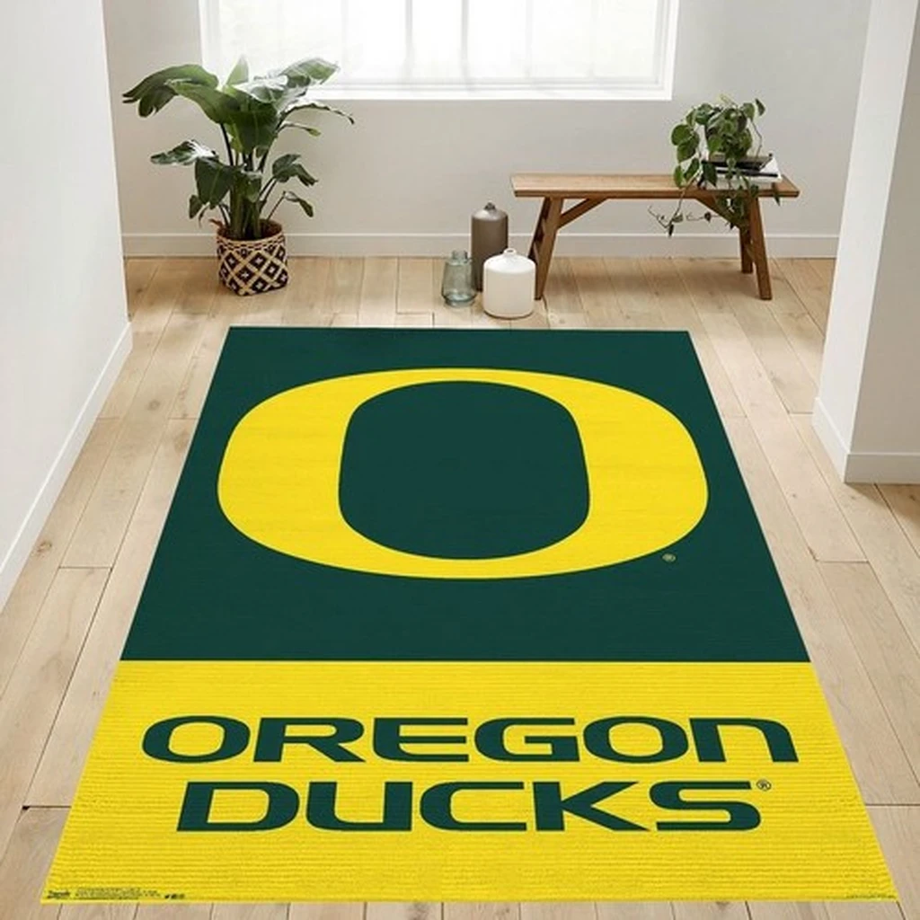 Oregon Ducks Rug - Area Home Decor Carpet Green and Yellow