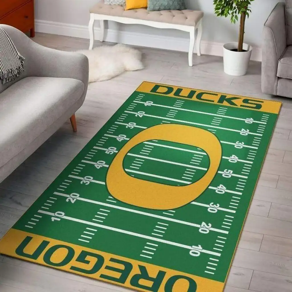 Oregon Ducks Rug - Football Home Decor Carpet Green and Yellow
