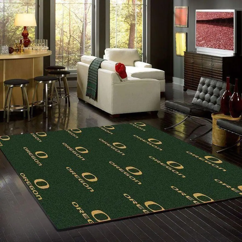 Oregon Ducks Rug - Logo for Living Room Decoration Green and Yellow