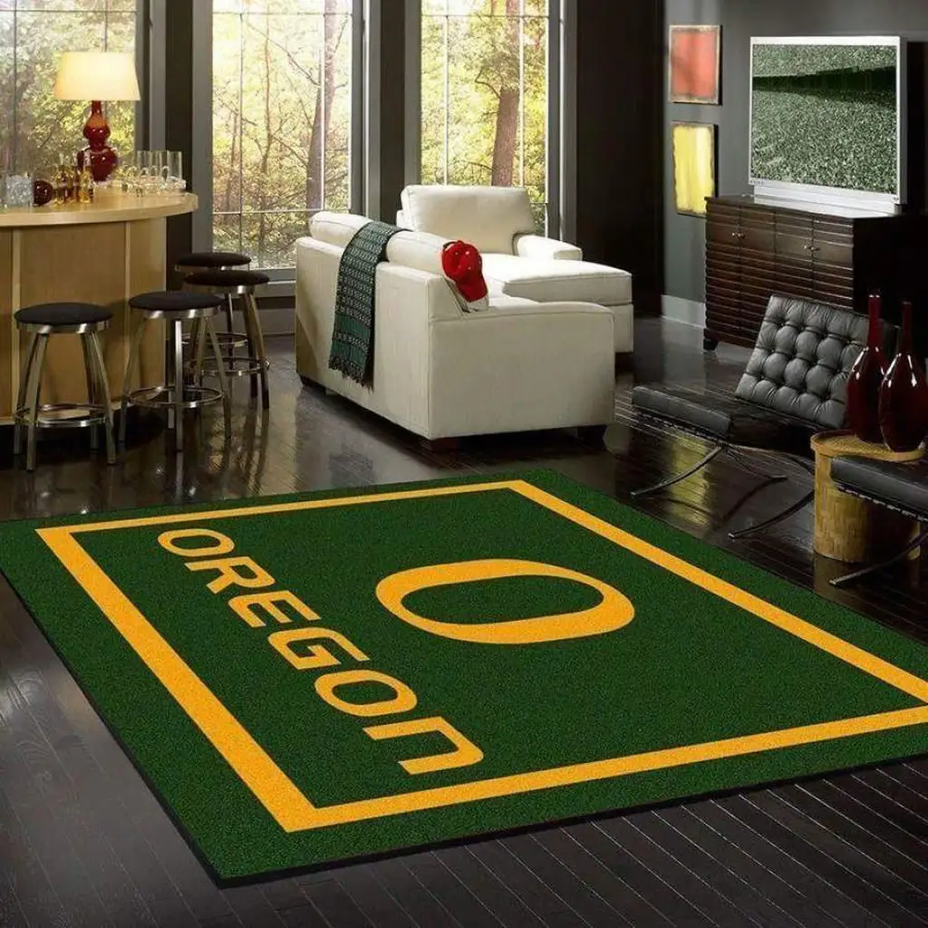 Oregon Ducks Rug - Perfect for Living Room Decor Green and Yellow