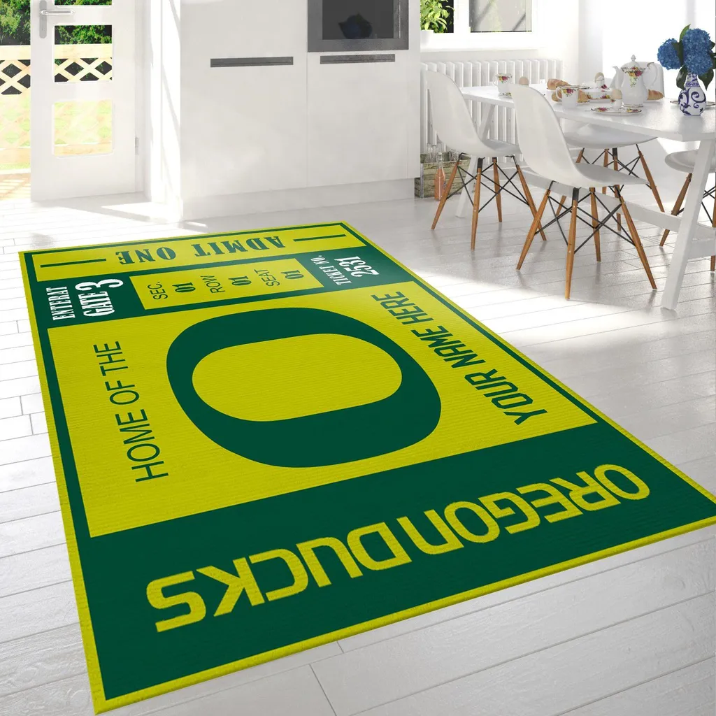 Oregon Ducks Rug - Personalized Sports for Home Decor Green and Yellow