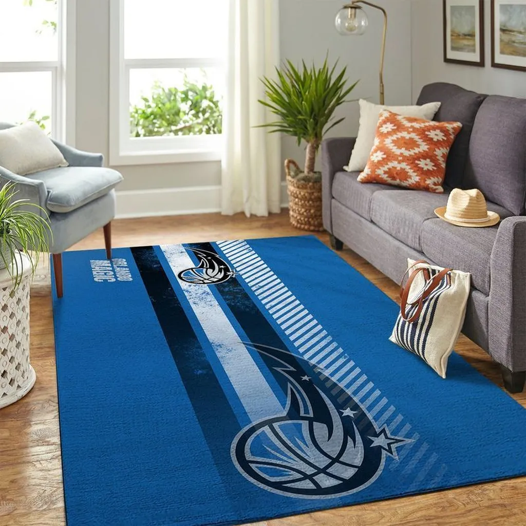 Orlando Magic Rug - Basketball Area for Living Room Blue and Red