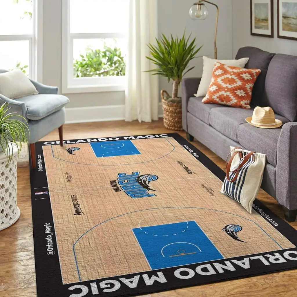 Orlando Magic Rug - Basketball Court Area Carpet Black and Brown