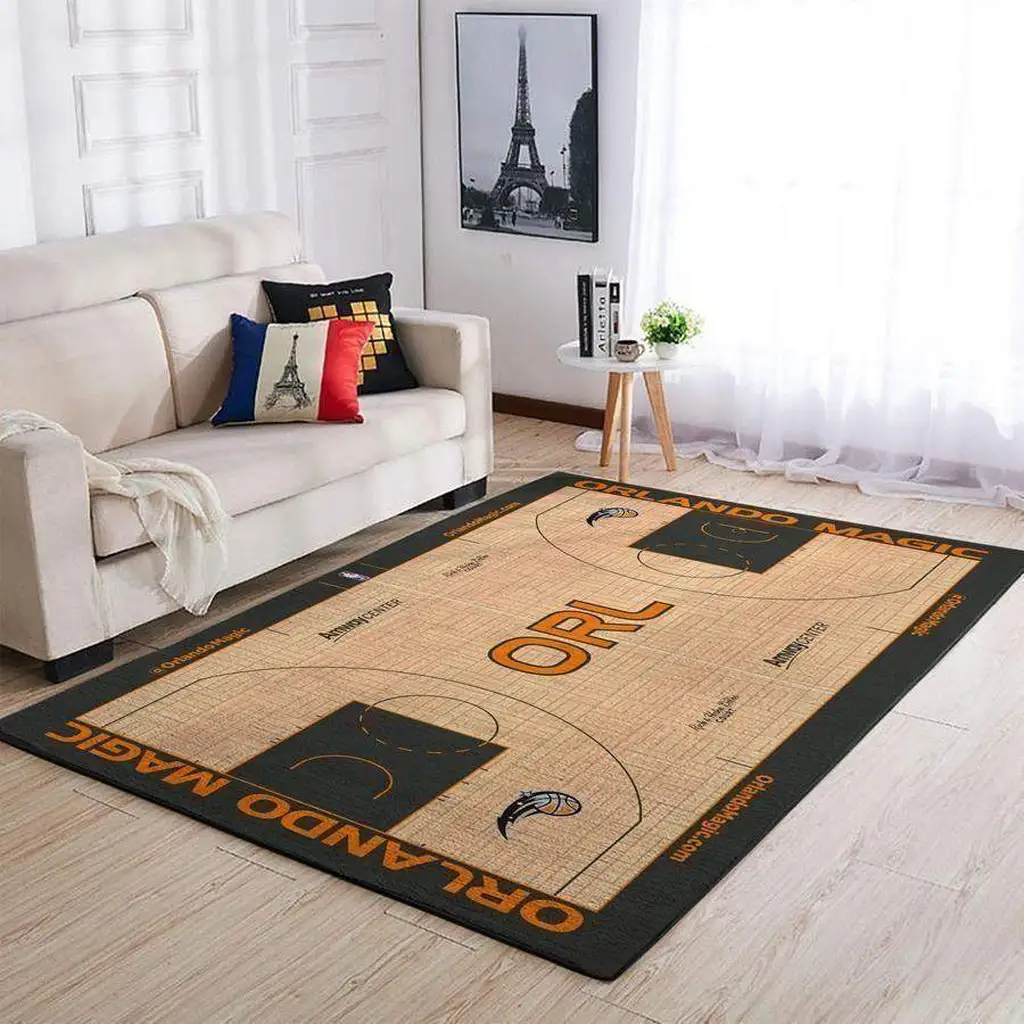 Orlando Magic Rug - Basketball Court Area for Home Use Beige and Black