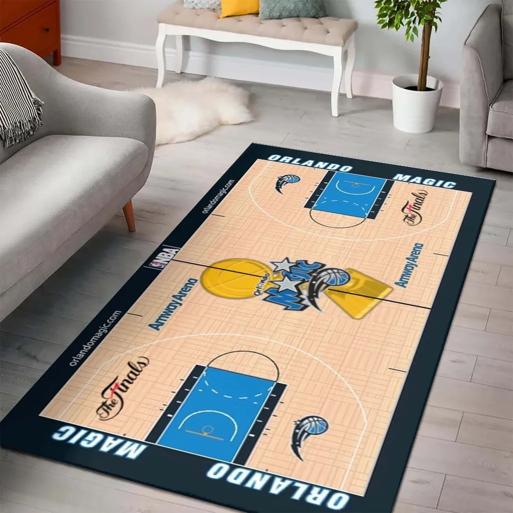 Orlando Magic Rug - Basketball Court Fan Floor Mat Blue and Red