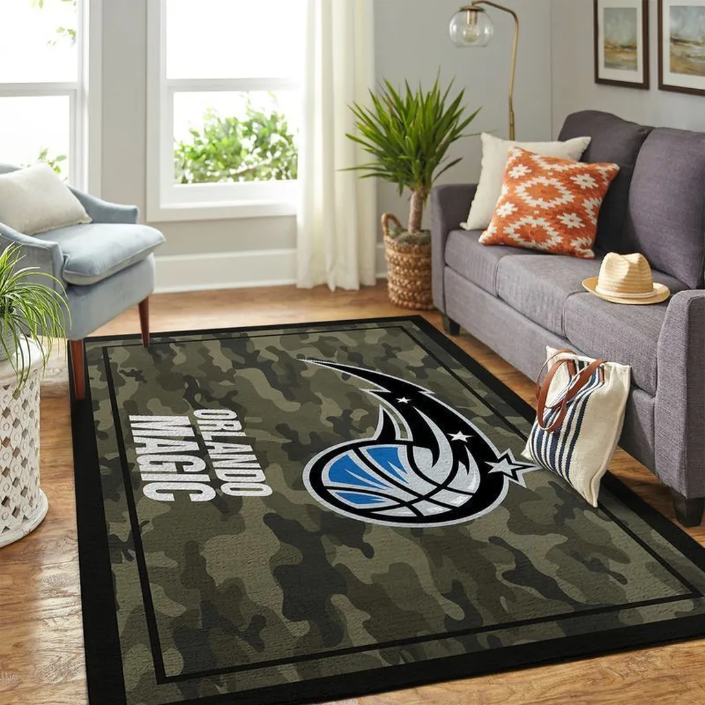 Orlando Magic Rug - Camo Area for Living Room Decor Black and Green