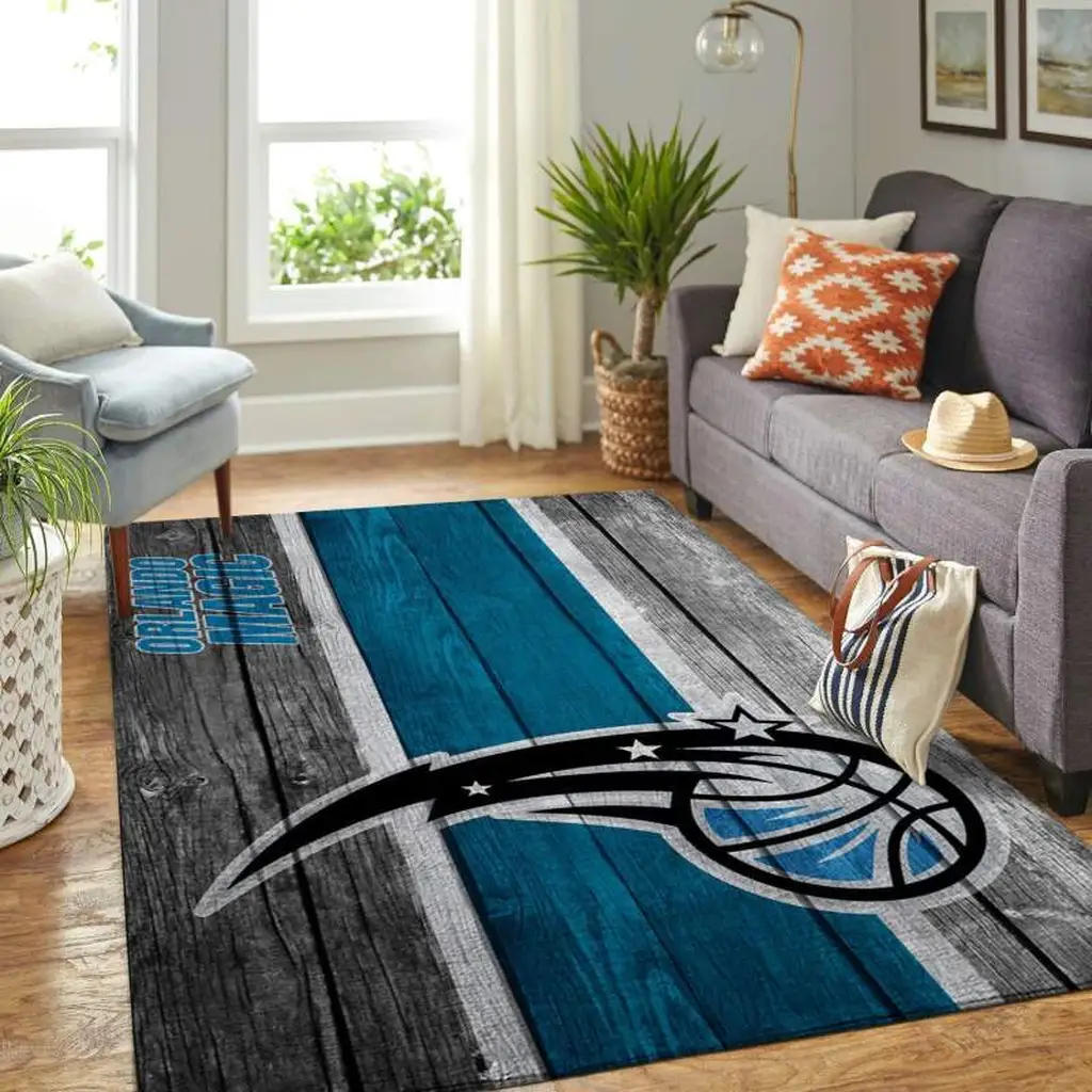 Orlando Magic Rug - Hardwood Floor Area Carpet Black and Blue