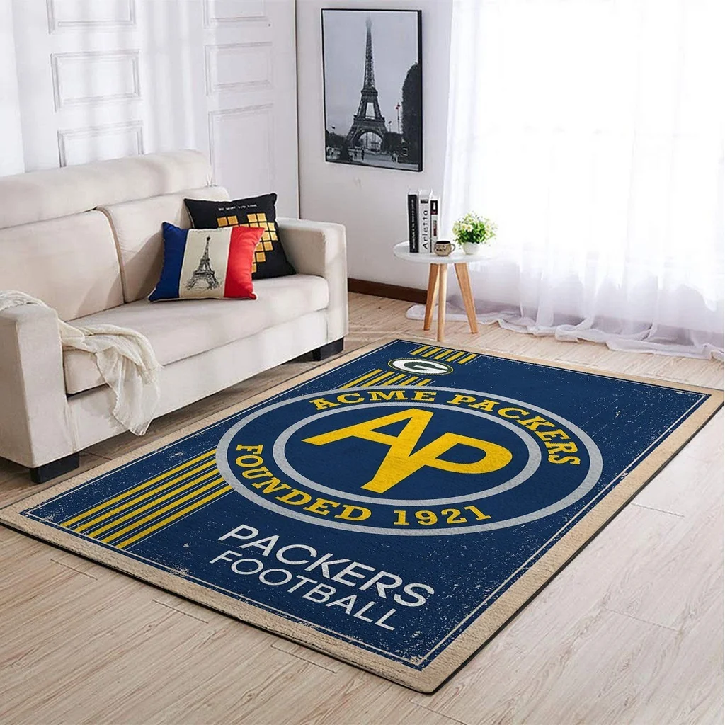 Packers Football Area Rug for Living Room Decor Black and Orange