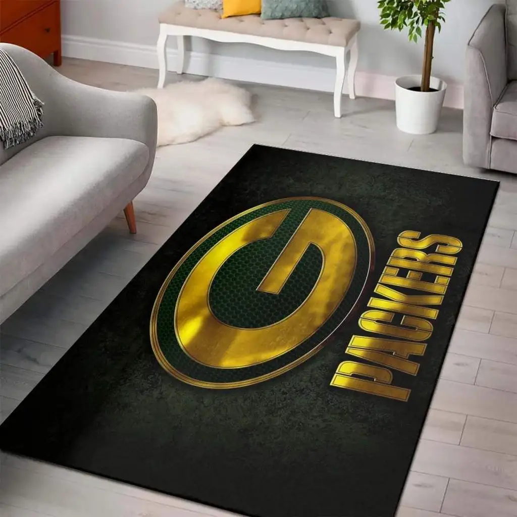 Packers Logo Area Rug for Living Room Decor Black and Yellow