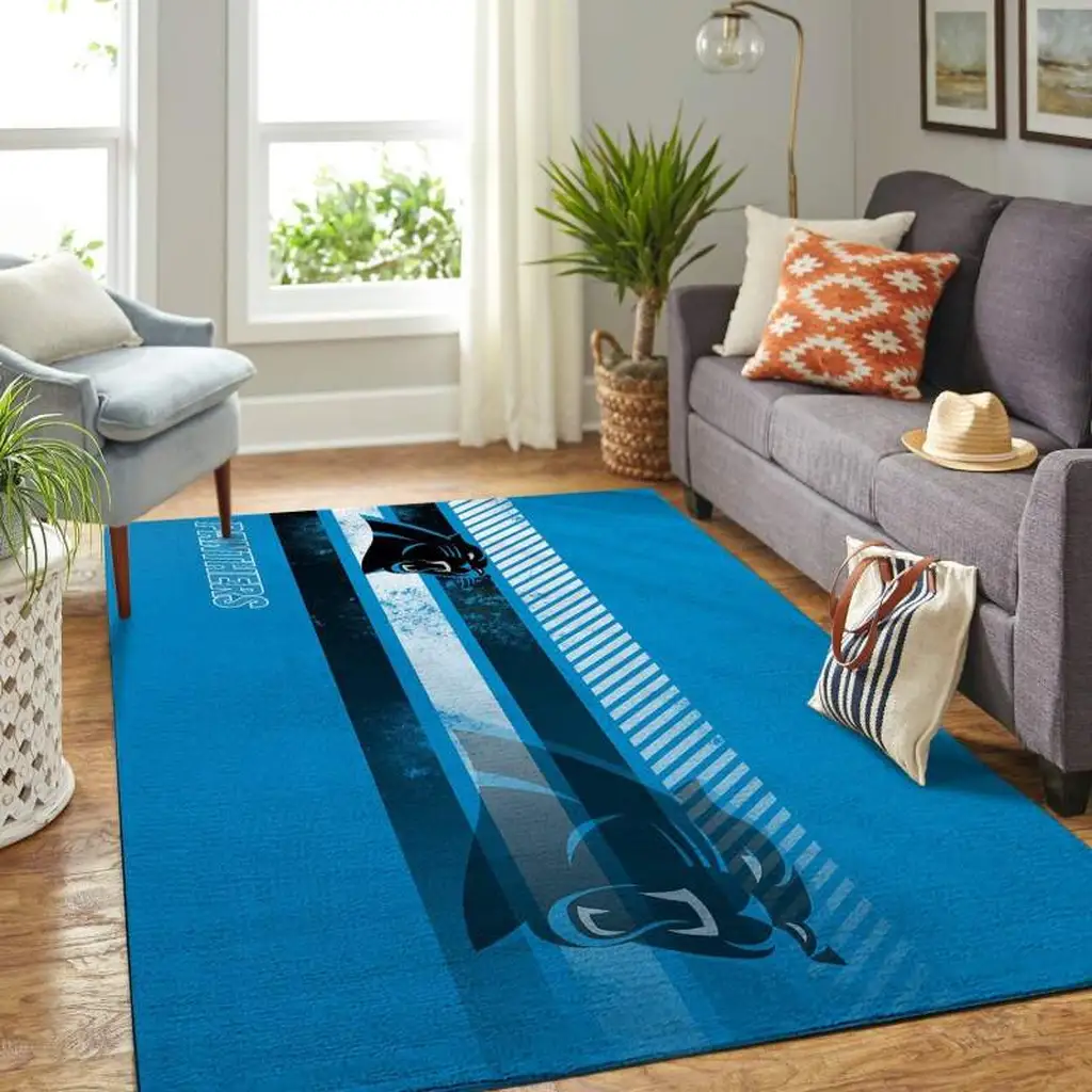 Panther Inspired Area Rug for Stylish Living Room Decor Black and Blue