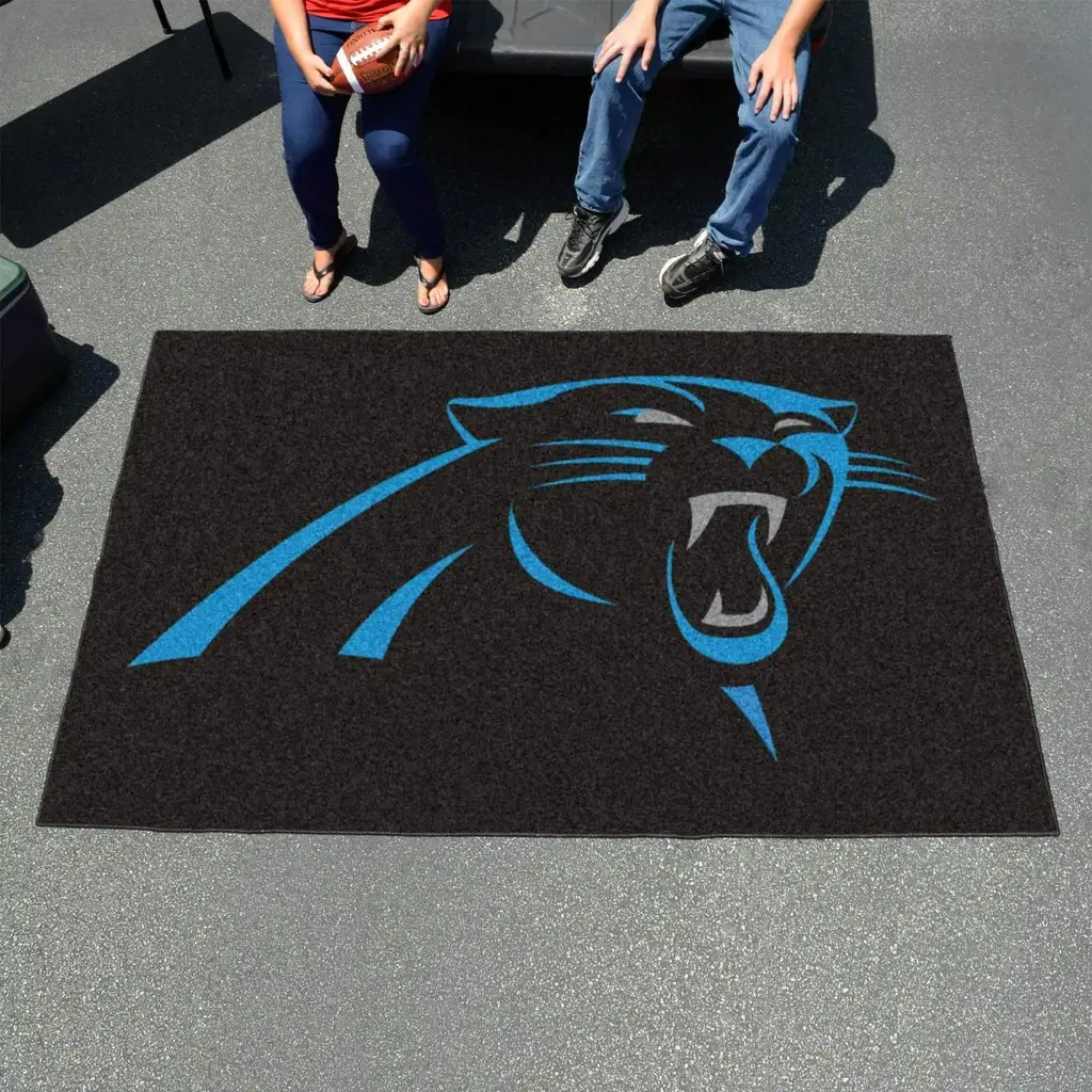 Panther Logo Rug Ideal for Living Room Decoration Black and Blue