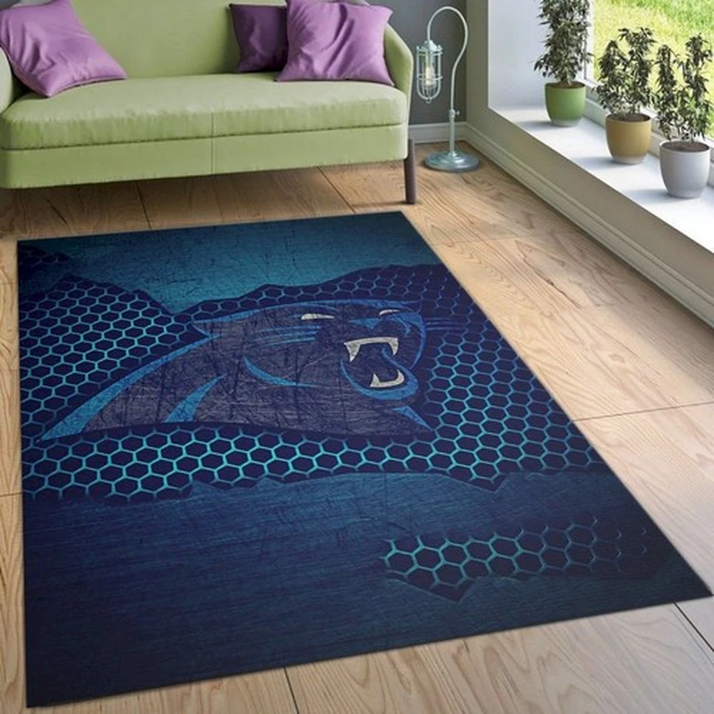 Panther Rug for Stylish Modern Living Room Decor Black and Blue